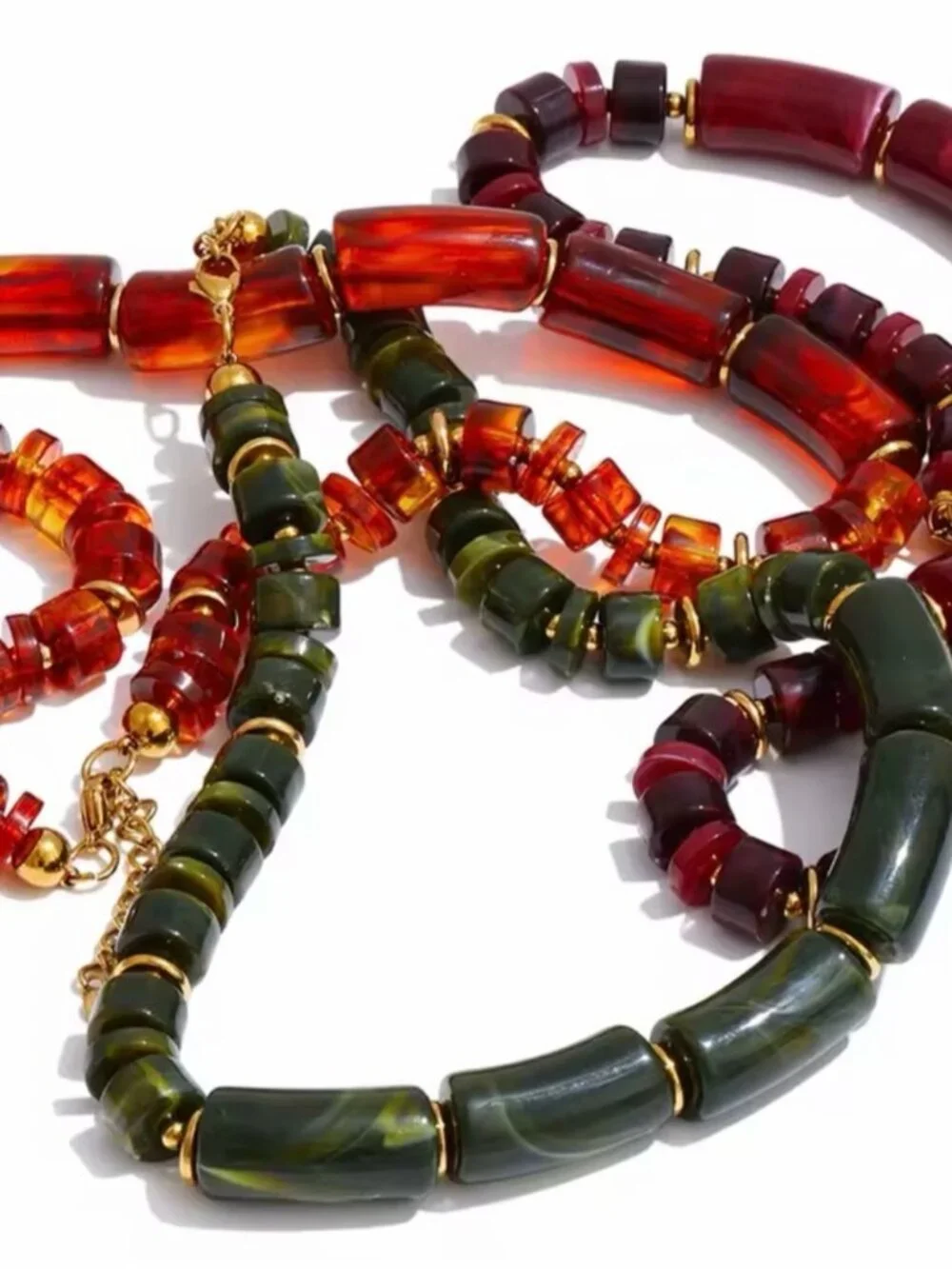 Maroon and Wine Beaded Necklace with Gold Accents